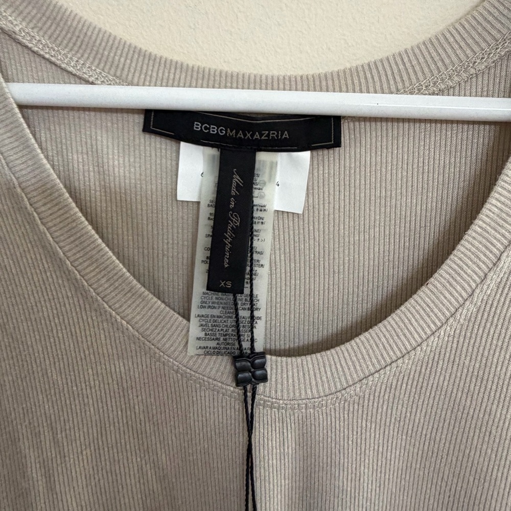BCBGMaxAzria Taupe Ribbed Top - Picture 2 of 5